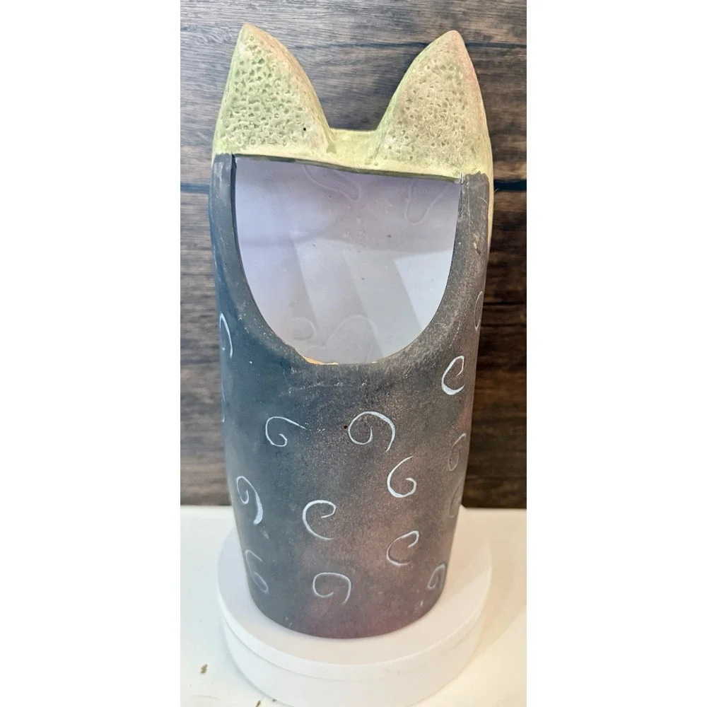 Penco Industries Colorful Ceramic‎ Art Pottery Cat Tribal Vase